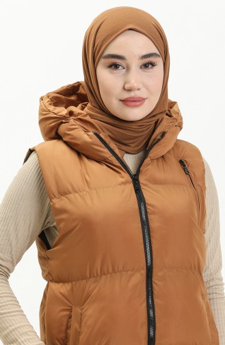 Kapüşonlu Şişme Yelek 9013-03 Taba