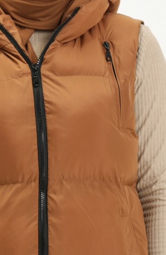 Kapüşonlu Şişme Yelek 9013-03 Taba