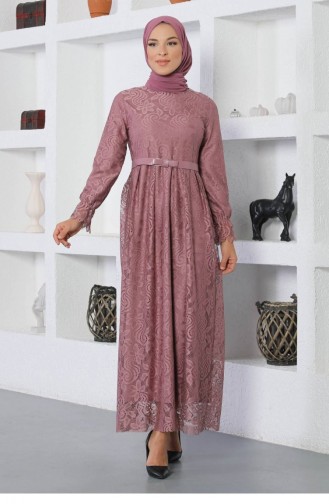 Beige-Rose Hijab Kleider 13907