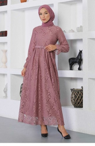 Beige-Rose Hijab Kleider 13907
