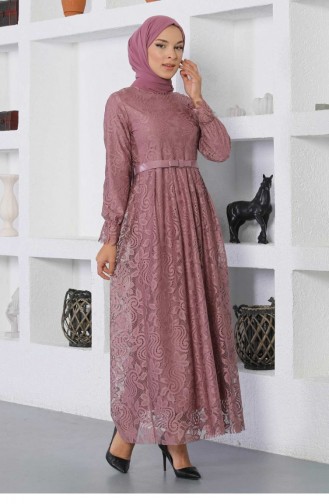 Beige-Rose Hijab Kleider 13907