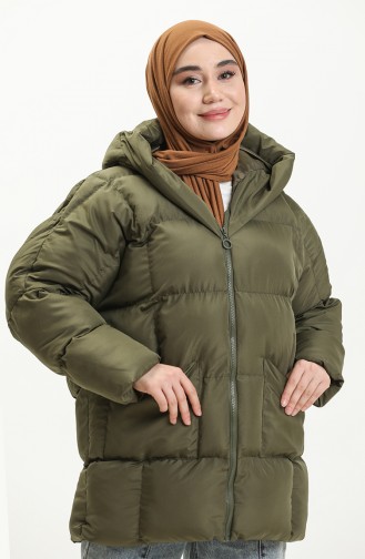 Manteau Matelassé à Capuche 9009-01 Khaki 9009-01