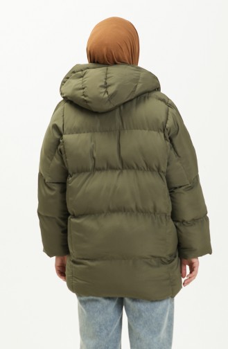 Manteau Matelassé à Capuche 9009-01 Khaki 9009-01