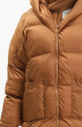 Manteau Matelassé à Capuche 9009-02 Tabac 9009-02