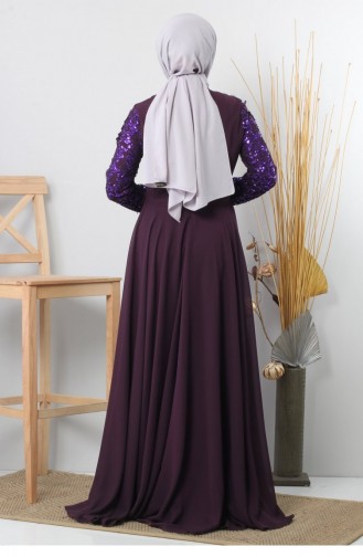 Purple Hijab Evening Dress 11872