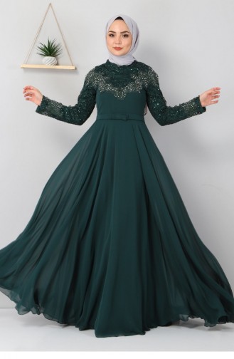 Smaragdgrün Hijab-Abendkleider 11873