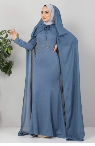 Blue Hijab Evening Dress 11957