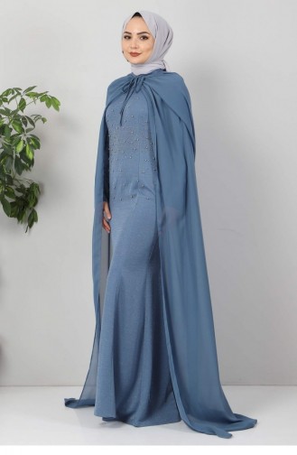 Blue Hijab Evening Dress 11957