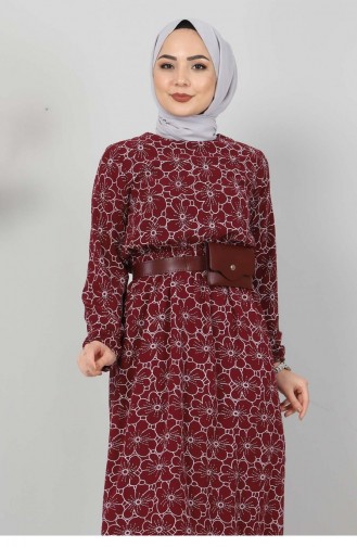 Weinrot Hijab Kleider 12014