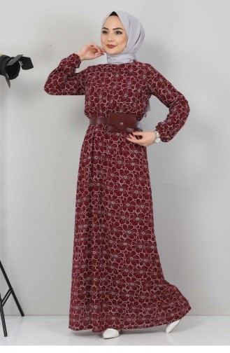 Weinrot Hijab Kleider 12014