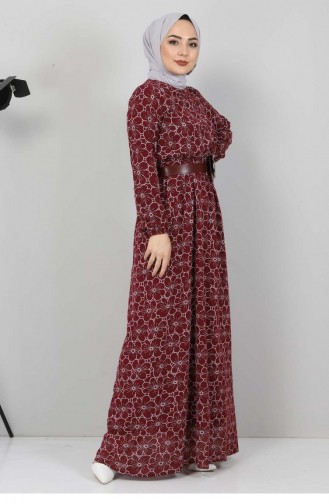 Weinrot Hijab Kleider 12014