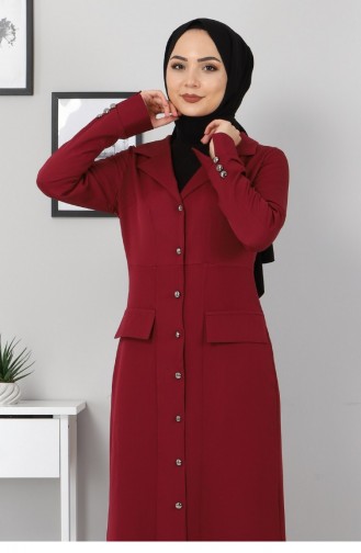 Claret Red Hijab Dress 12148