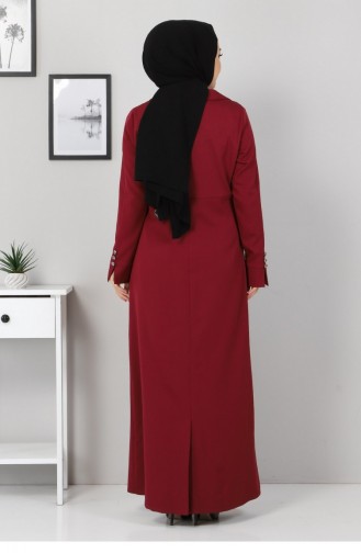 Claret Red Hijab Dress 12148