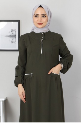 Khaki Hijab Dress 12218