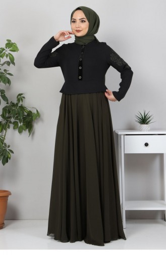 Khaki İslamitische Avondjurk 12423