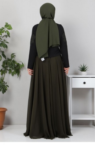 Khaki Hijab Evening Dress 12423
