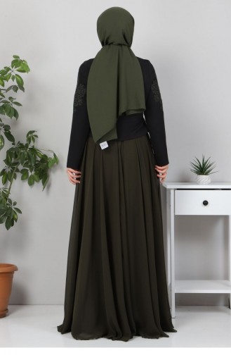 Khaki İslamitische Avondjurk 12423