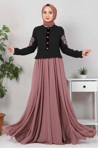 Dusty Rose Hijab Evening Dress 12424