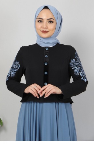 Baby Blue Hijab Evening Dress 12426