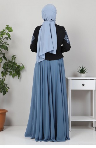 Baby Blue Hijab Evening Dress 12426