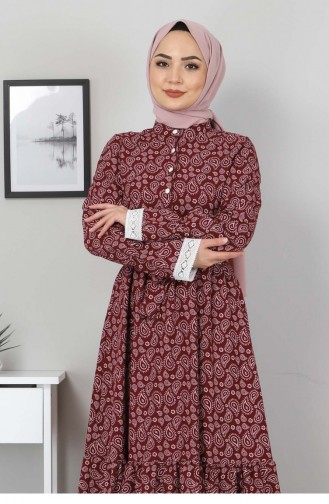 Weinrot Hijab Kleider 12429