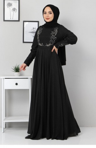 Schwarz Hijab-Abendkleider 12516