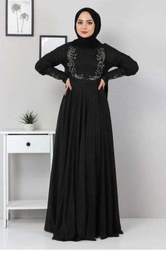 Schwarz Hijab-Abendkleider 12516