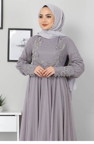 Grau Hijab-Abendkleider 12521