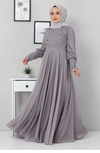 Grau Hijab-Abendkleider 12521