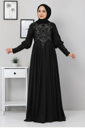 Black Hijab Evening Dress 12522