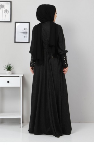 Black Hijab Evening Dress 12522