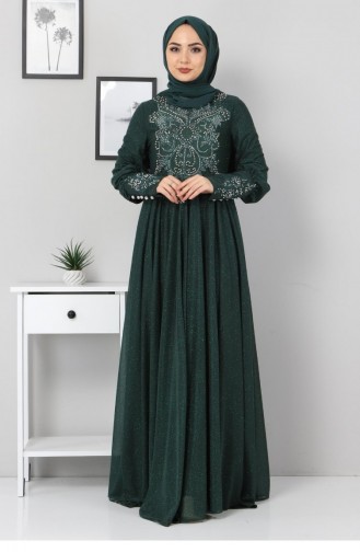 Emerald Green Hijab Evening Dress 12523