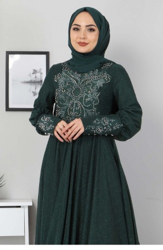 Emerald Green Hijab Evening Dress 12523