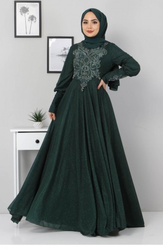 Emerald Green Hijab Evening Dress 12523
