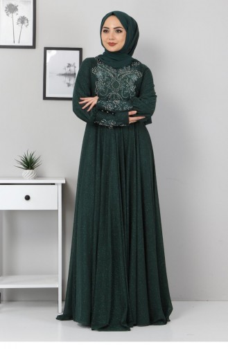 Emerald Green Hijab Evening Dress 12523