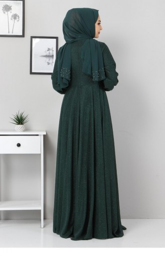 Emerald Green Hijab Evening Dress 12523