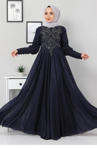 Indigo Hijab Evening Dress 12525