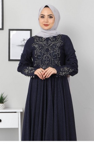 Indigo Hijab Evening Dress 12525