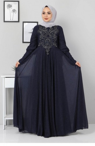 Indigo Hijab Evening Dress 12525