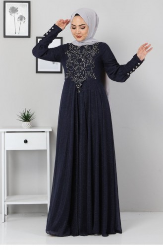 Indigo Hijab Evening Dress 12525