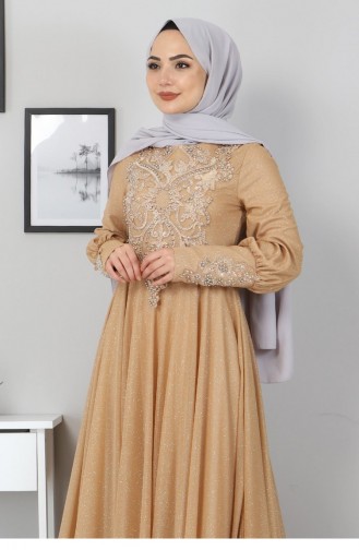 Gold Hijab-Abendkleider 12527