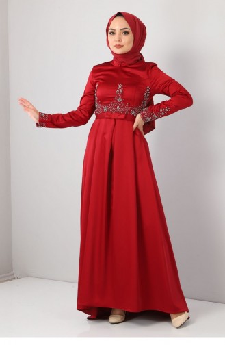 Red Hijab Evening Dress 12783