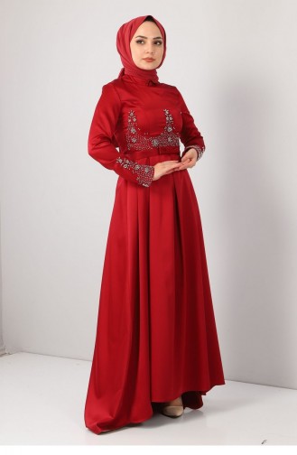 Red Hijab Evening Dress 12783