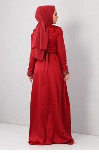 Red Hijab Evening Dress 12783