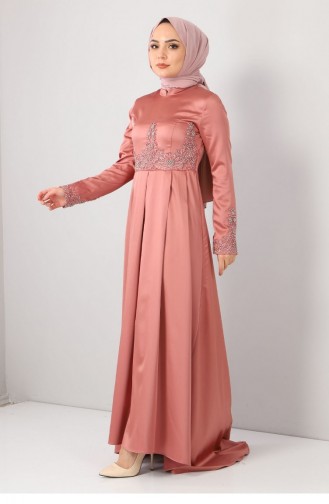 Lachsrosa Hijab-Abendkleider 12784