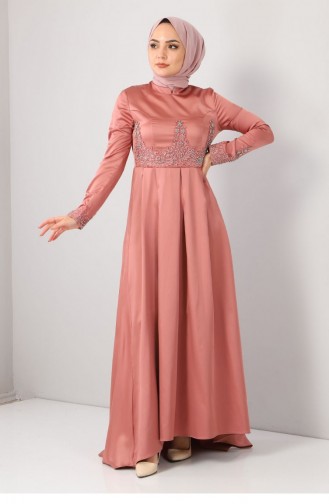Lachsrosa Hijab-Abendkleider 12784