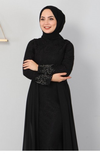 Schwarz Hijab-Abendkleider 12836