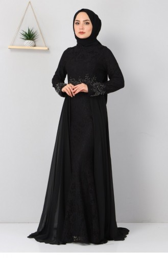 Schwarz Hijab-Abendkleider 12836
