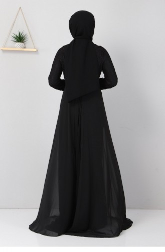 Black Hijab Evening Dress 12836