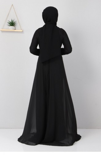 Schwarz Hijab-Abendkleider 12836